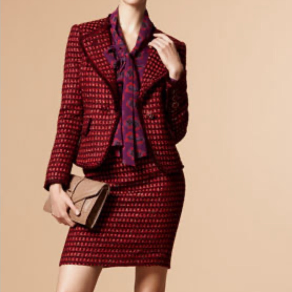 Tory Burch Red and Pink Pencil Skirt